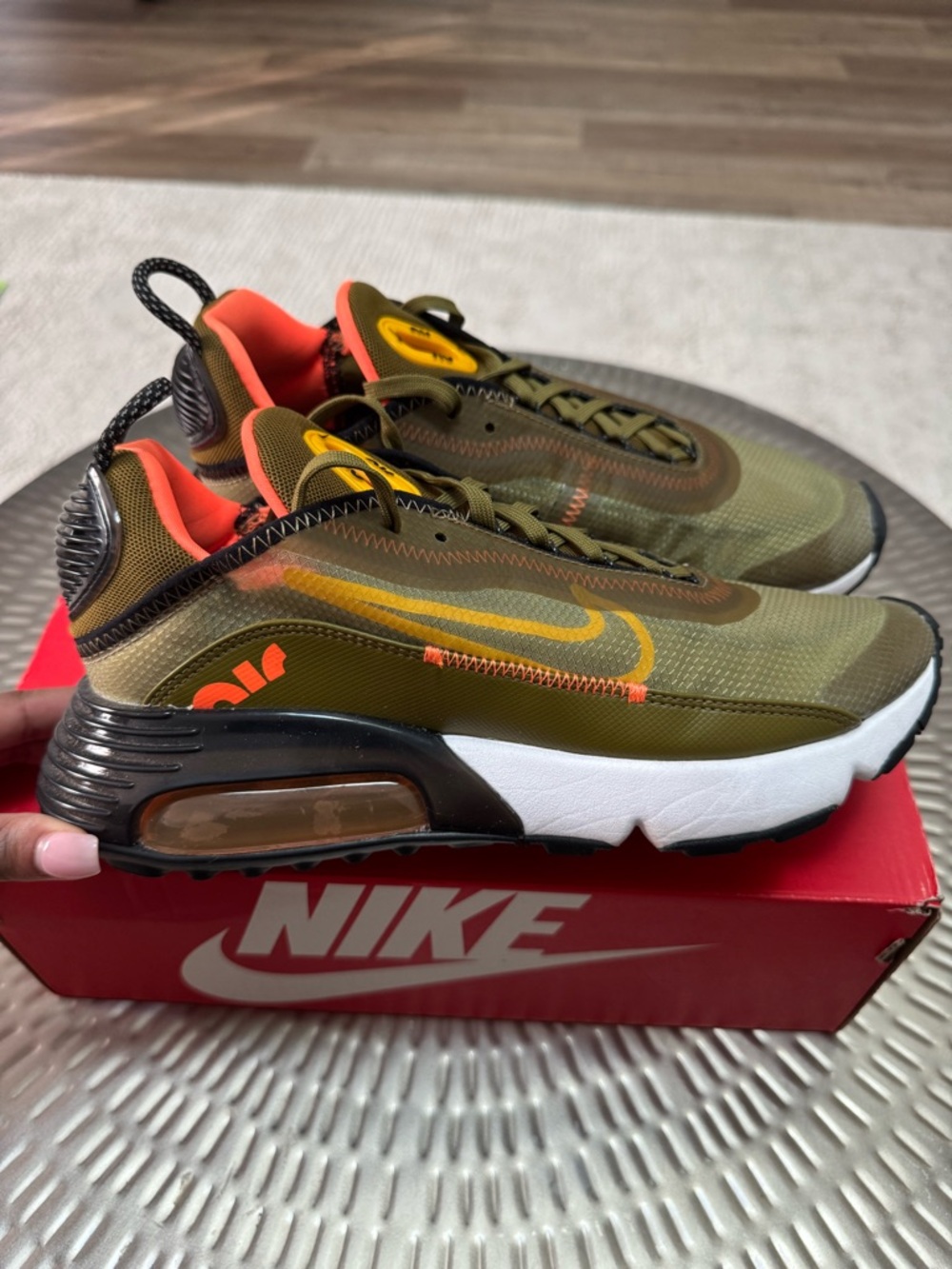 Nike Olive Green and Orange Air Max 2090